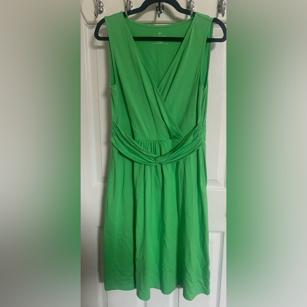 Talbots Green Wrap Knit Sleeveless Dress Size M